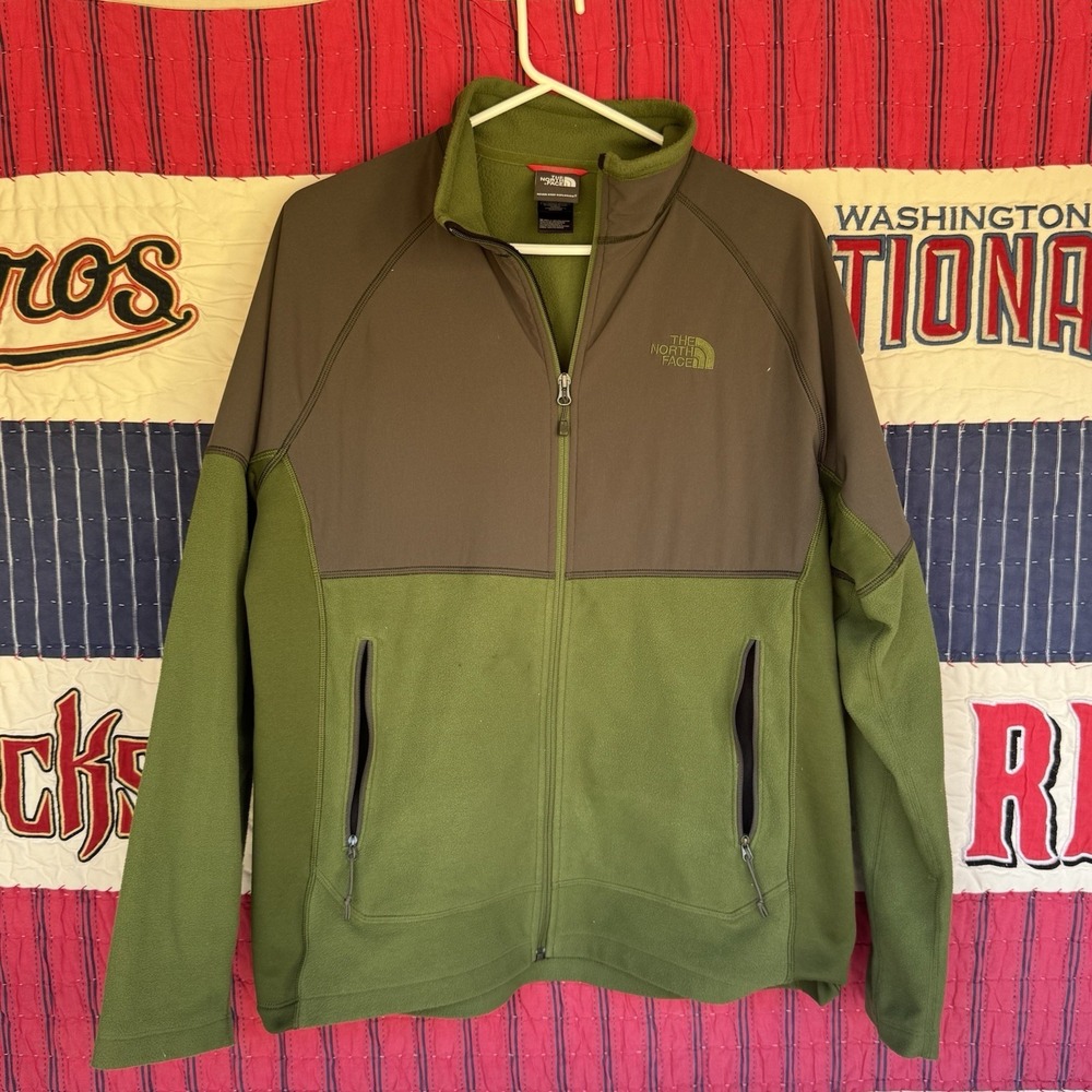 Size L - The North Face‎ Sweater Mens Green Flash Dry Full Zip Fleece